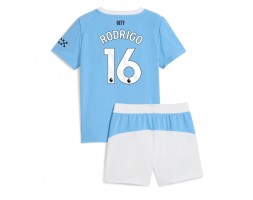 Manchester City Rodri Hernandez #16 Hemmaställ Barn 2025-26 Kortärmad (+ Korta byxor)